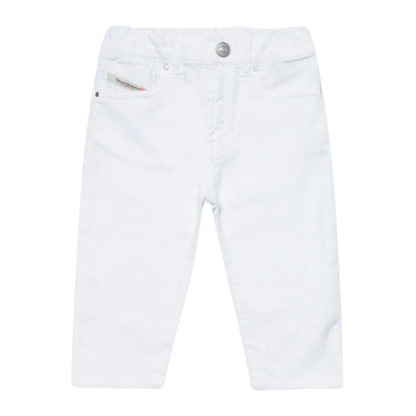 Baby Kids White Elasticated-Waist Jeans