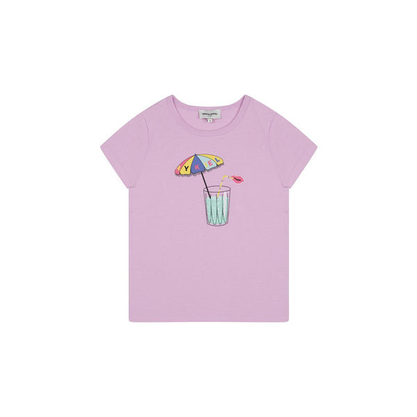 Girls Purple Printed Cotton T-Shirt