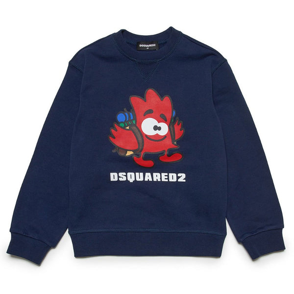 Kids Navy Blue Tiny Leaf Print Sweatshirt