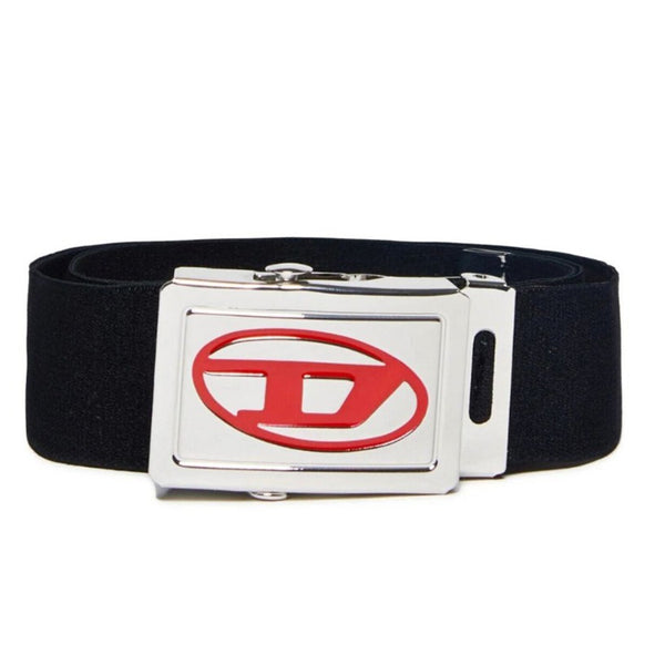 Boys Black Ribbon Belt With Logo