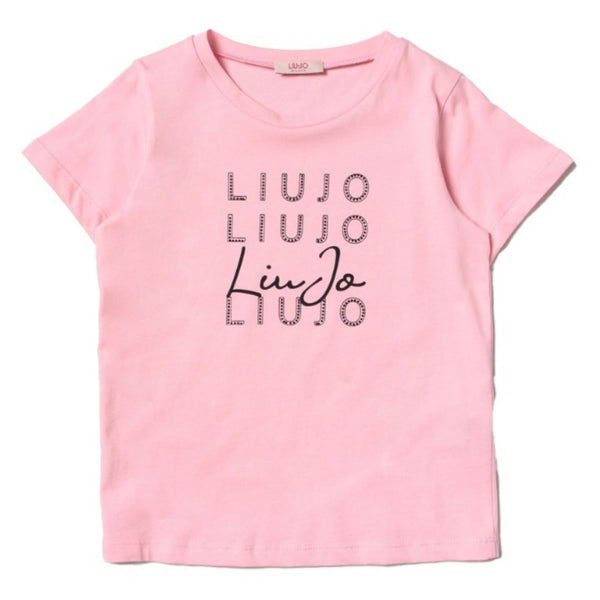 Girls Pink Cotton Logo T-Shirt