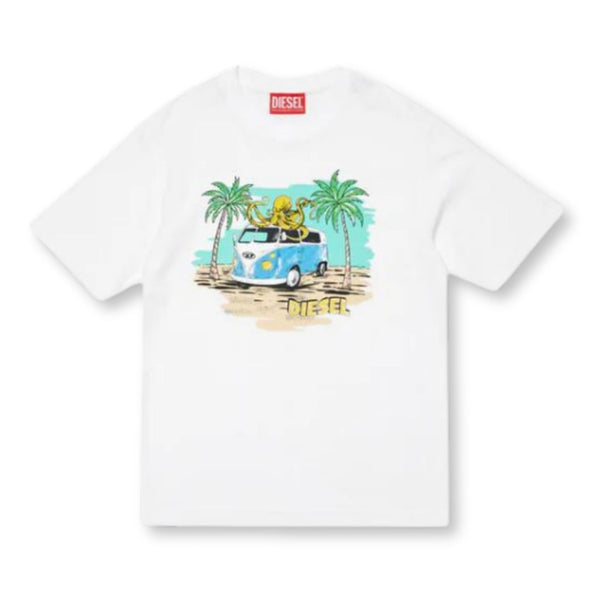 Boys White Van Graphics-Print T-Shirt