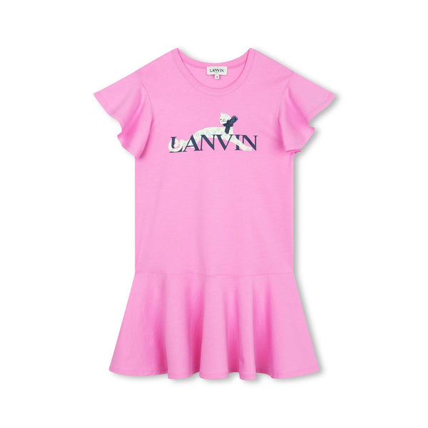 Girls Pink Logo-Print Cotton Dress