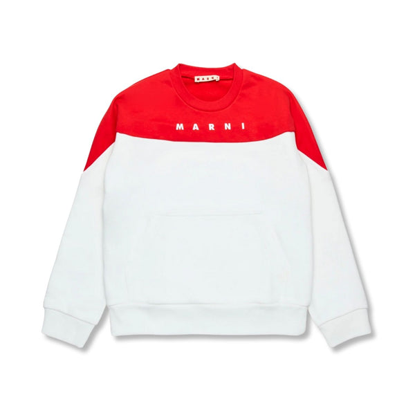 Boys White & Red Colour-Block Sweatshirt