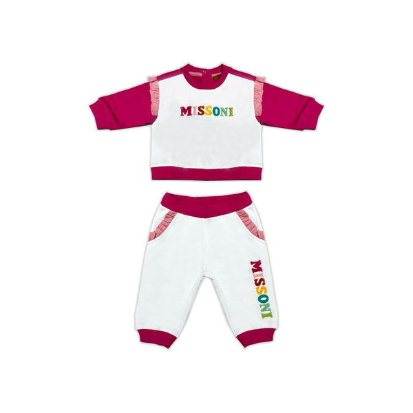 Baby Girls White Logo-Patch Tracksuit
