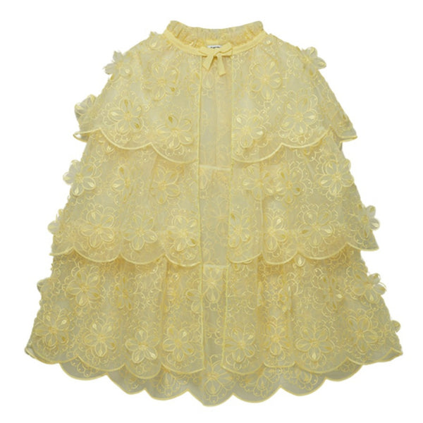 Yellow 3-D Organza Cape