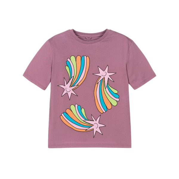 Girls Purple Cotton Cosmic Star T-Shirt