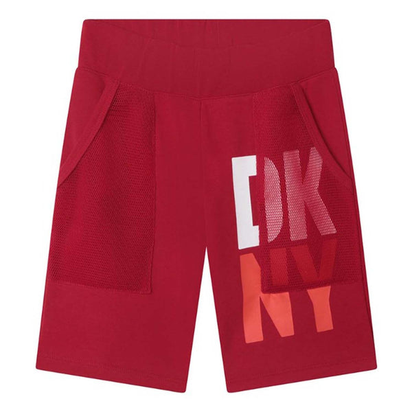 Boys Red Cotton Logo Shorts