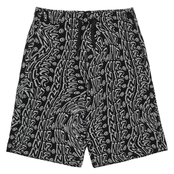 Boys Black Fleece Allover Glitch Shorts
