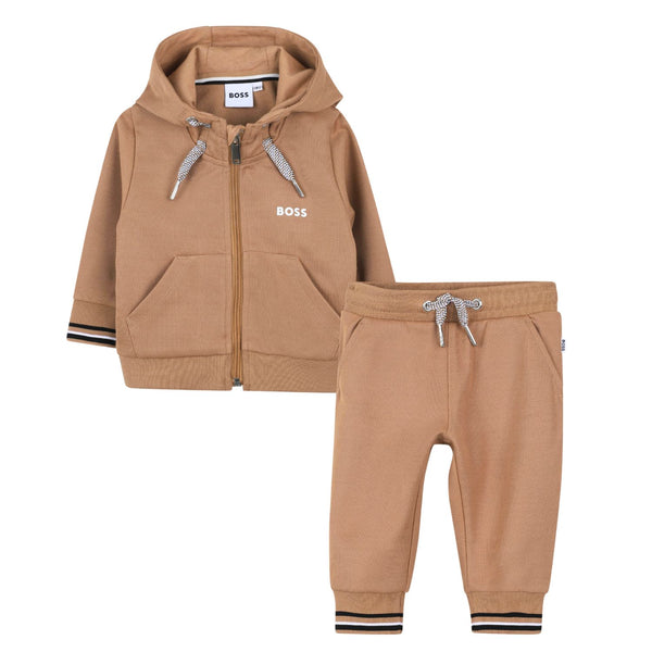 Baby Boys Brown Logo-Print Tracksuit