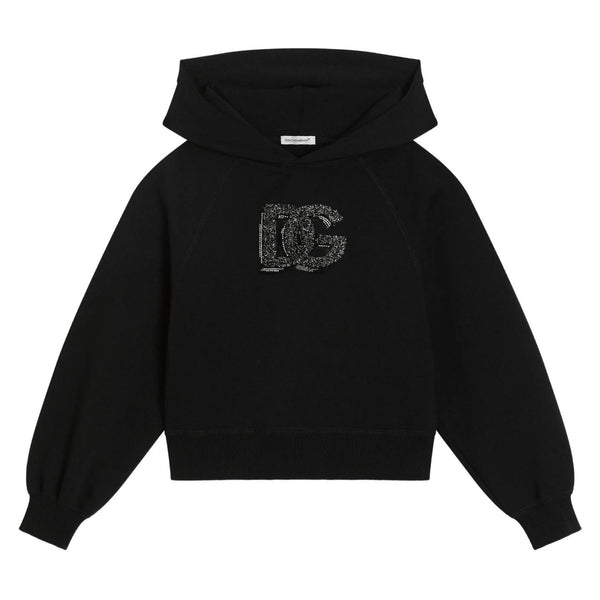 Girls Black Logo-Patch Hoodies
