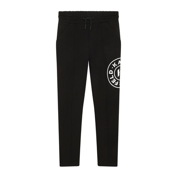 Kids Black Logo-Print Drawstring Track Pants