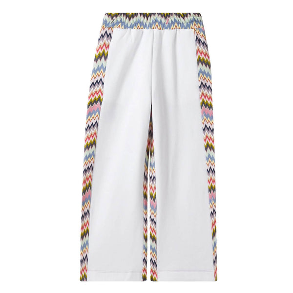 Girls White Patterned Wide-Leg Jogger