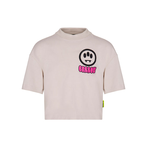 Girls Cream Cotton Half Sleeves T-Shirt