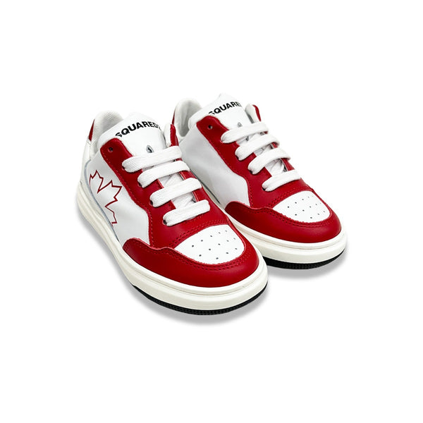 Boys White Maple-Leaf Sneakers