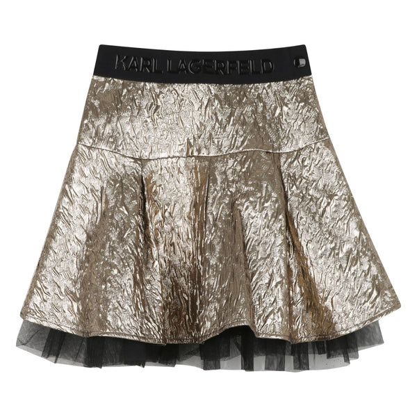 Girls Gold Metallic Crinkled Skirt