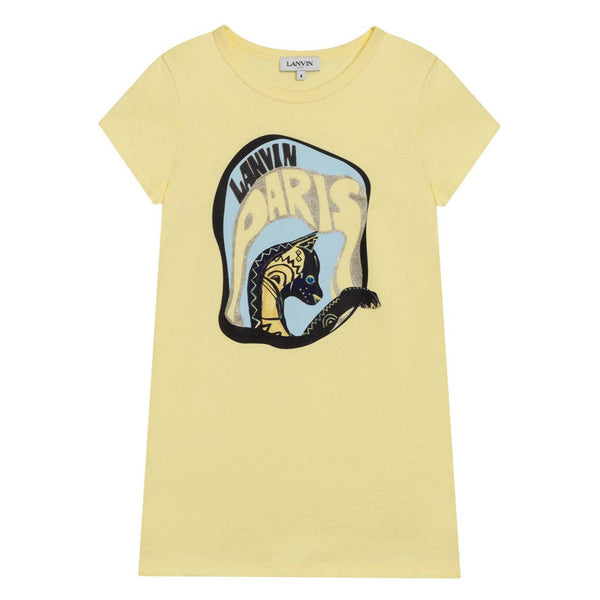 Girls Light Yellow Logo Dress
