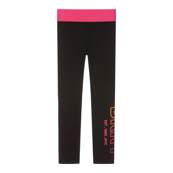 Girls Black Cotton Logo Leggings