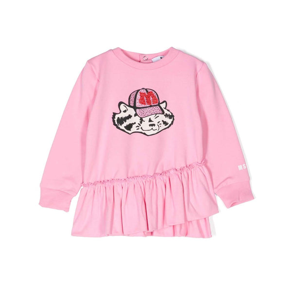 Baby Girls Pink Cat-Logo Print Dress