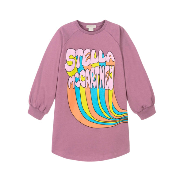 Girls Purple Cotton Sweatshirt Dress