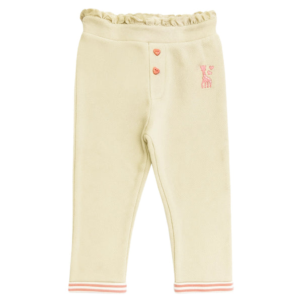 Baby Girls Beige Embroidered-Logo Leggings