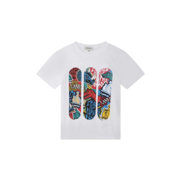 Boys White Printed T-Shirt