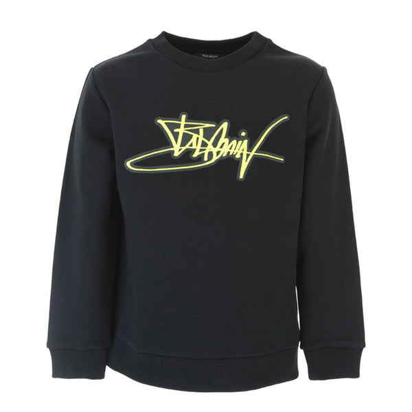 Black Round Neck Logo Print Sweatshirt