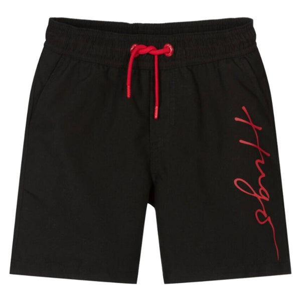 Boys Black Script Logo Swim Shorts
