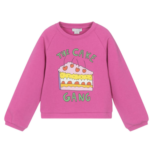 Girls Fuchsia Pink Cake Print Sweatshirt