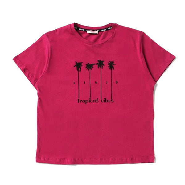 Girls Pink Cotton Half Sleeves T-Shirt