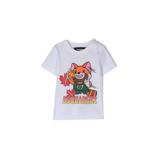 Kids White Graphic Print Cotton T-Shirt