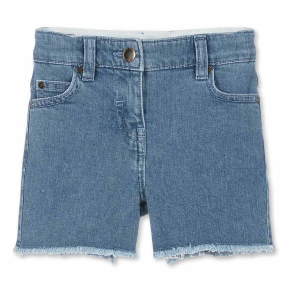Girls Blue Denim Heart Shorts