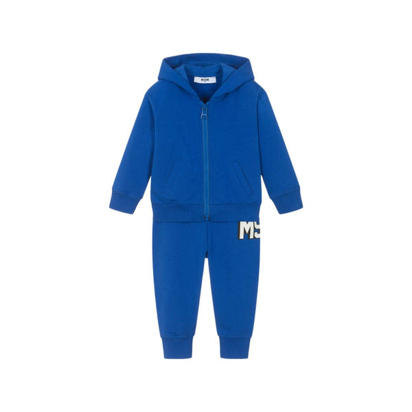 Baby Boys Blue Logo-Print Cotton Tracksuit