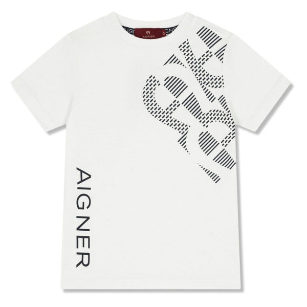 Boys White Logo-Print Cotton T-Shirt
