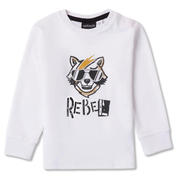 Boys White Wolf-Print Sweatshirts