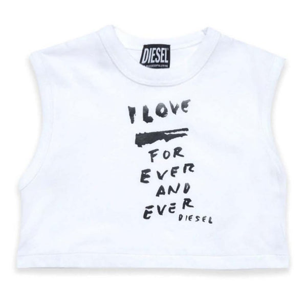 White Slogan Printed Crop T-Shirt