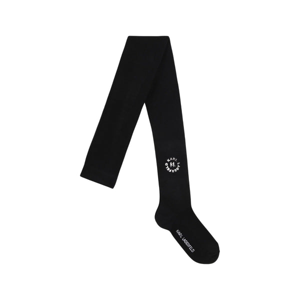 Girls Black Logo-Print Tights
