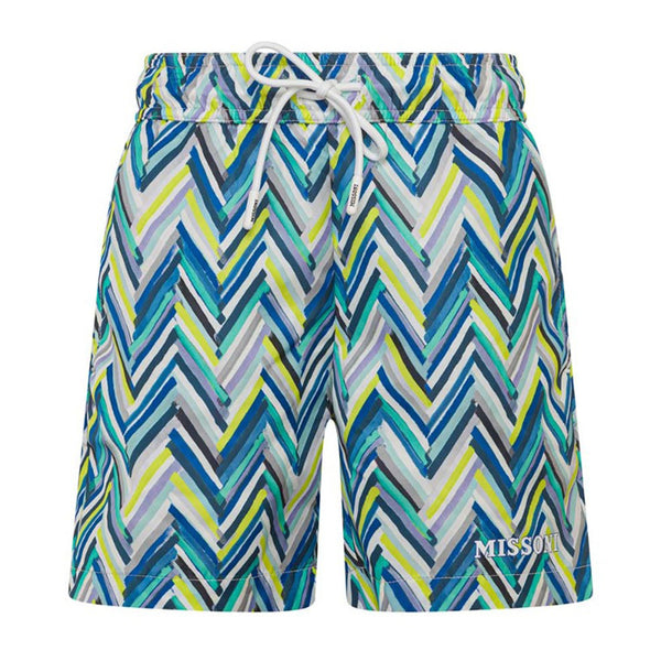 Boys Blue Zigzag Swim Shorts