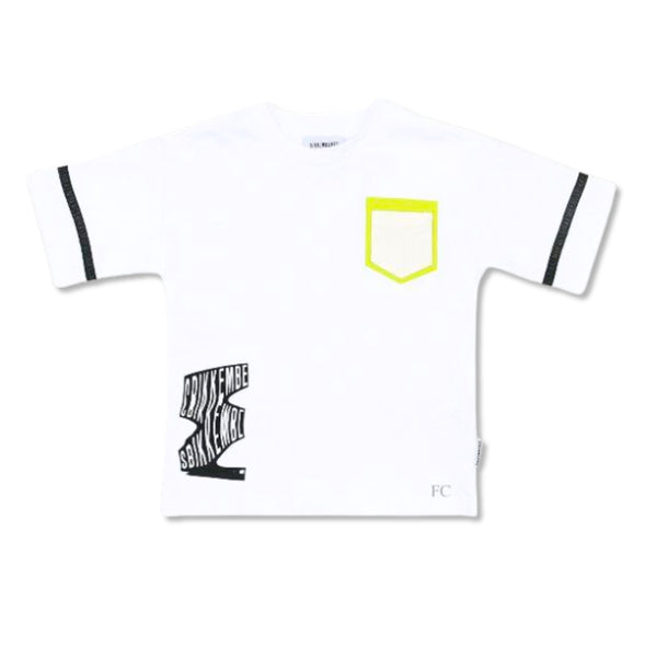 Boys White Neon Pocket Cotton T-Shirt