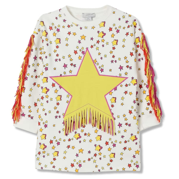Girls White Star-Patch Dress