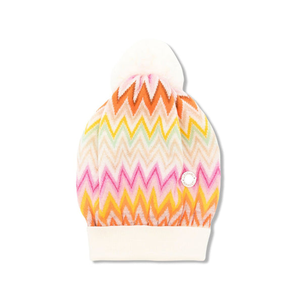 Girls Multi-Color Zigzag Knitted Beanie