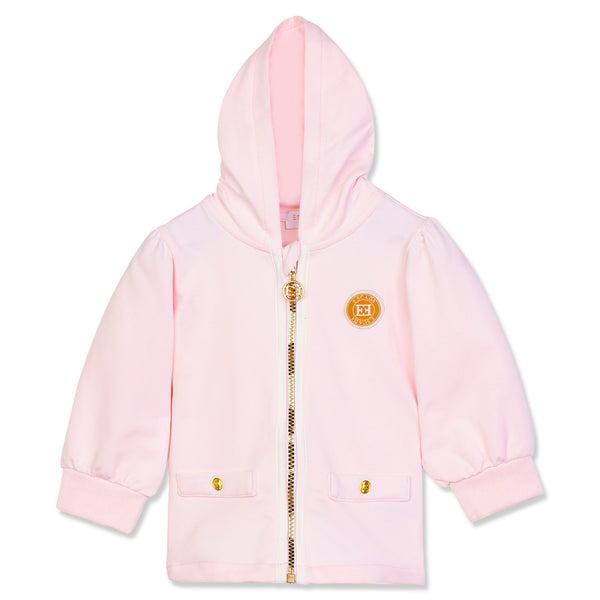 Baby Girls Pink Zip-Up Twin Pocket Hoodies