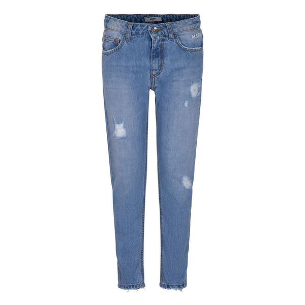 Boys Denim Logo-Embroidered Ripped-Detail Jeans