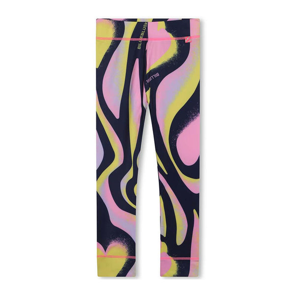 Girls Blue & Pink Heart Leggings