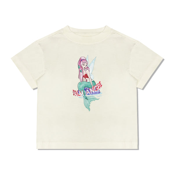 Girls Ivory Mermaid-Print Cotton T-Shirt