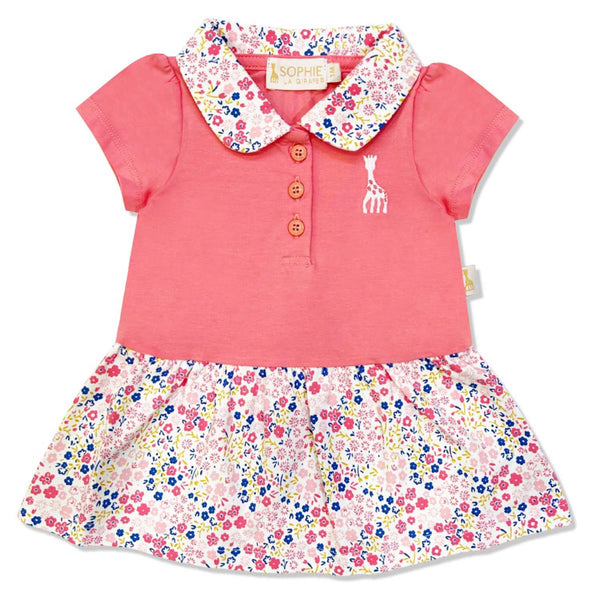 Baby Girls Pink Embroidery Logo Dress