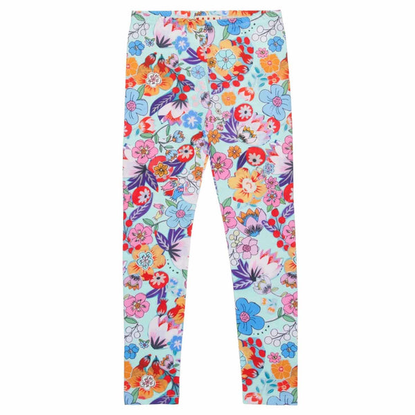Girls Multi-Color Flower-Print Leggings