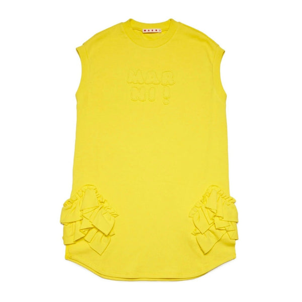 Girls Yellow Logo-Embroidered Dress