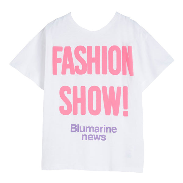 Girls White Fashion Show Print T-shirt