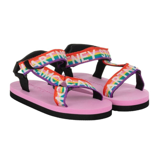 Girls Pink Rainbow Logo Sandals